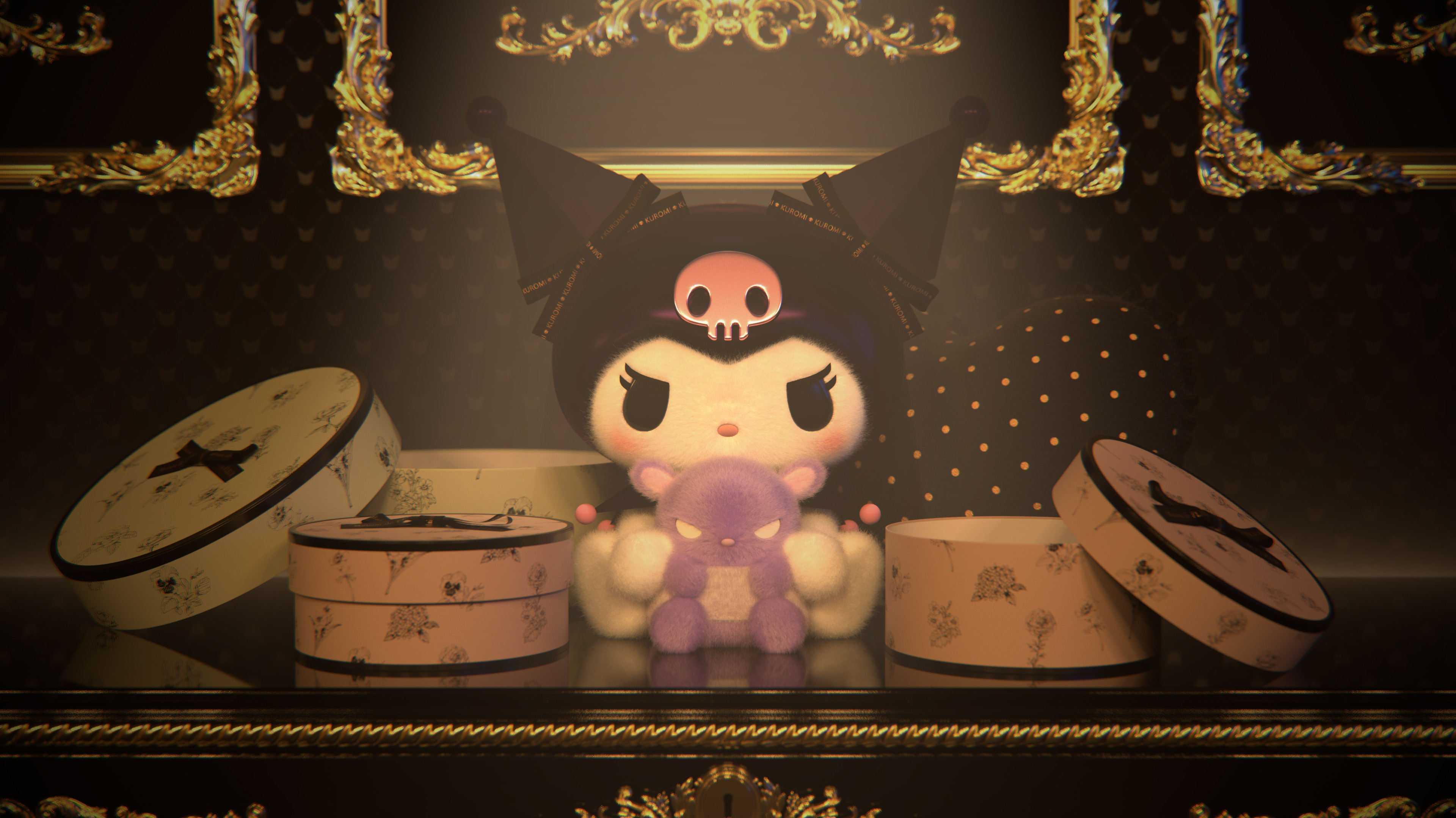 Kuromi Plush Toy in a Luxurious Setting
