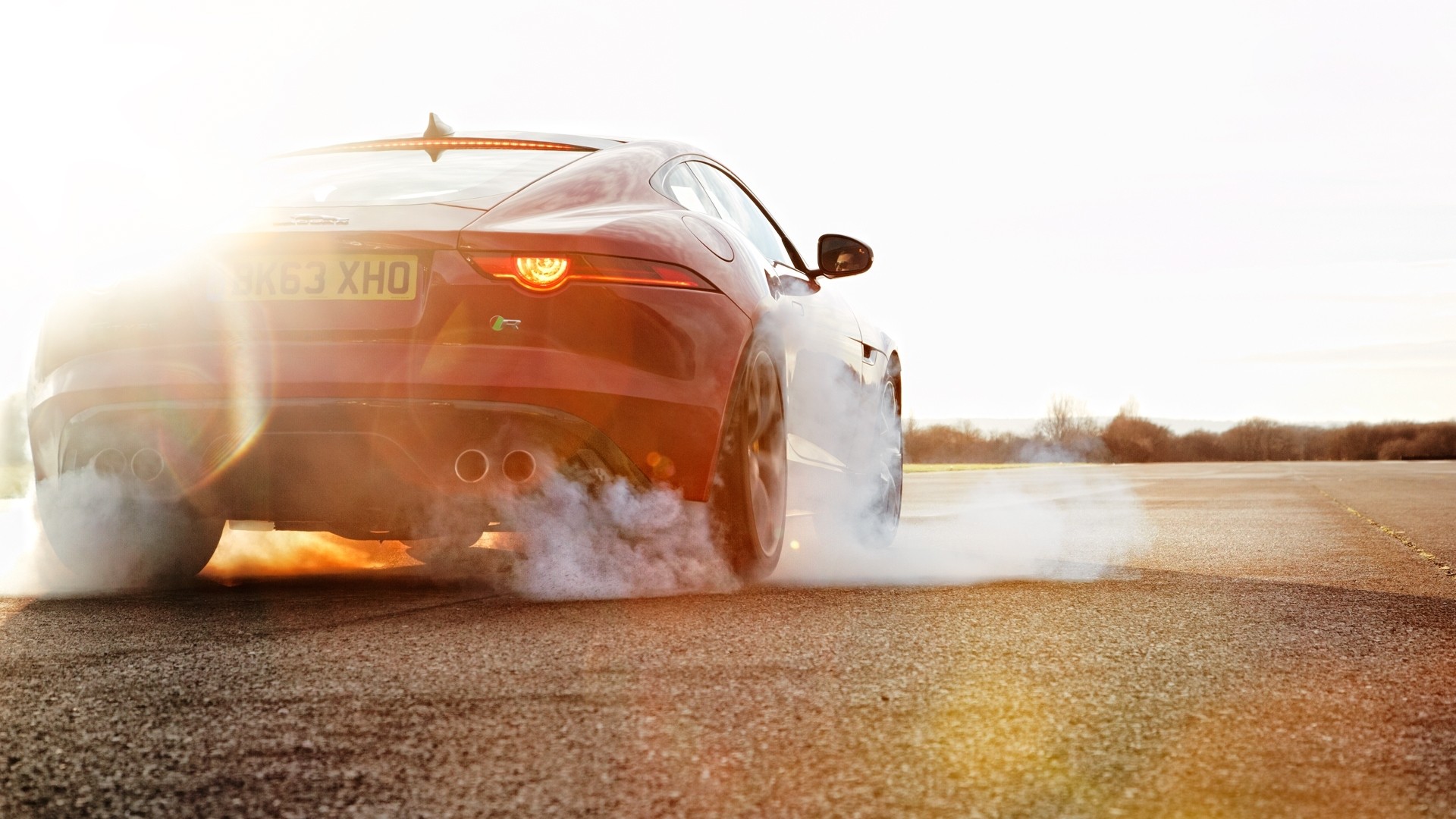 Jaguar F Type Car Smoke Burnout Road