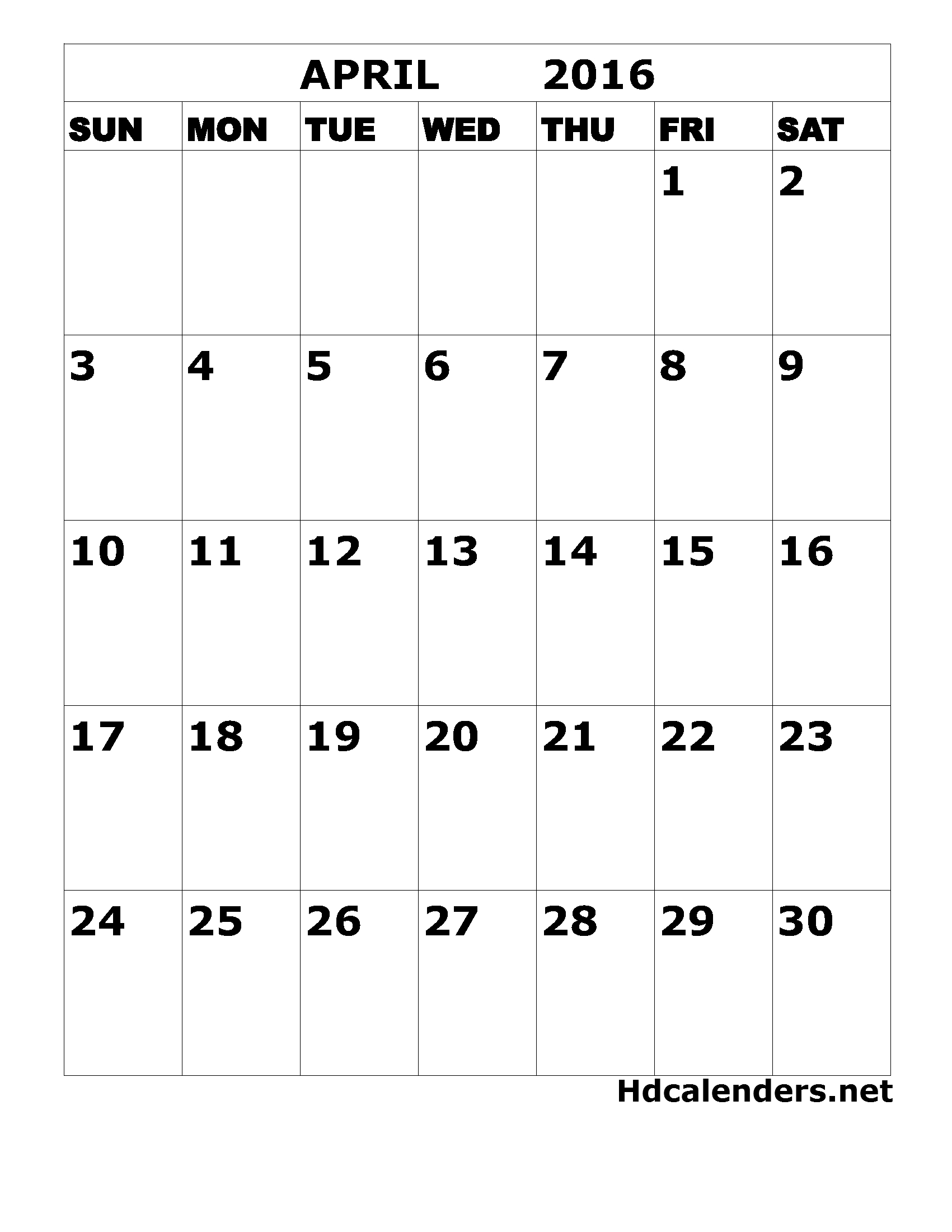 April 2016 Calendar Wallpaper free