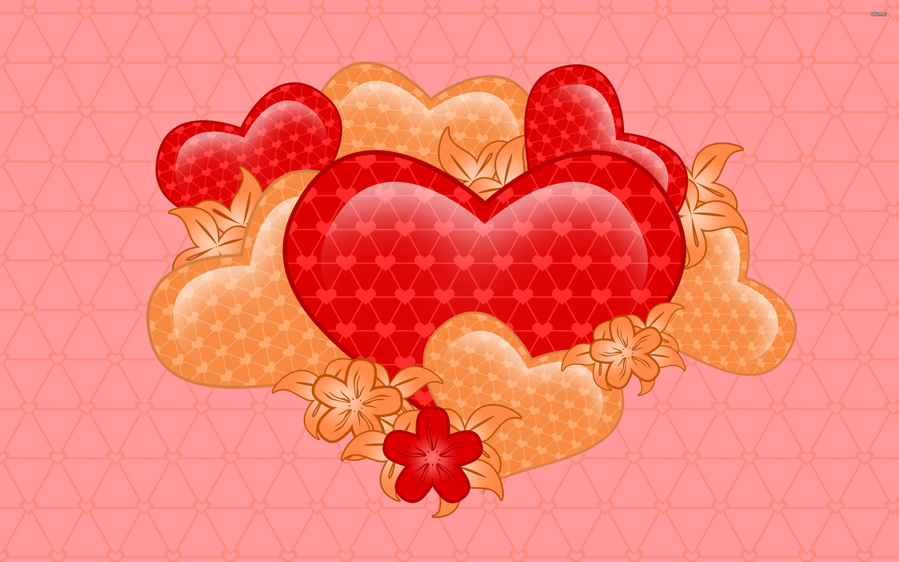Hearts And Flowers Wallpaper Holiday