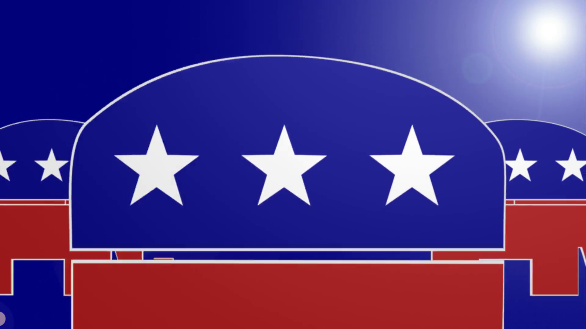 Stylized Republican Party elephants with American flag colors and stars