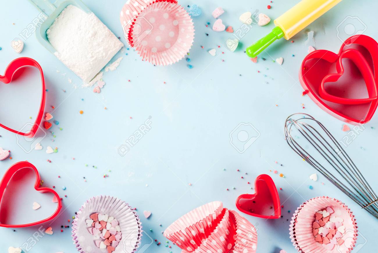 Sweet Baking Concept For Valentine S Day Cooking Background