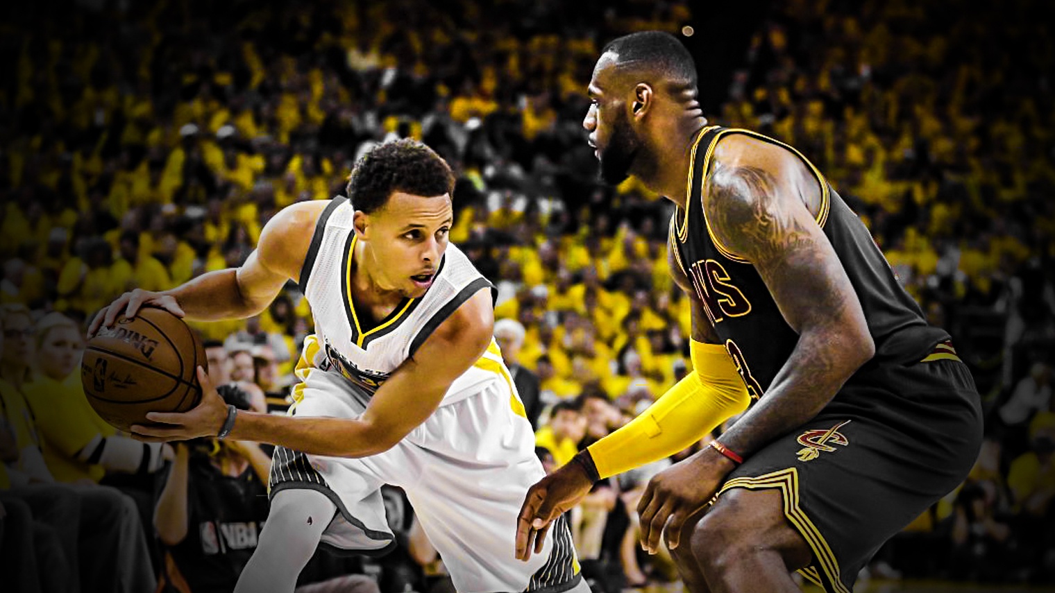 LeBron James and Stephen Curry face off in an intense NBA game, showcasing their rivalry and skill
