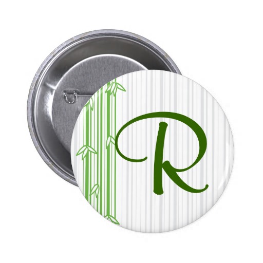Monogram With Bamboo Background Letter R Pinback Button