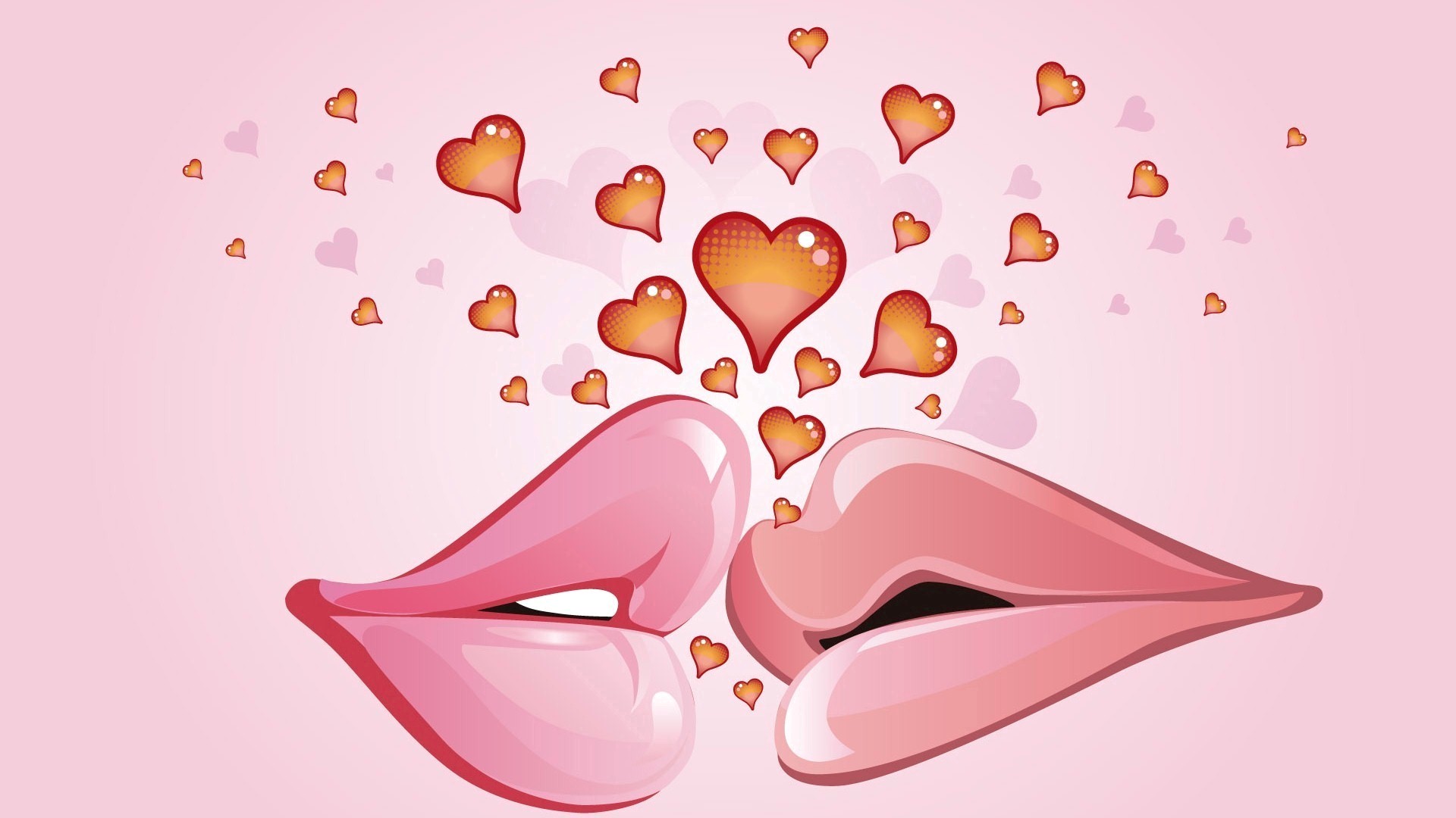 Cute Two Lips With Heart HD Wallpaper