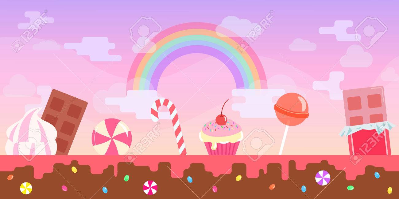 Flat Pink Fantasy Candy Game Background Illustration Royalty Free