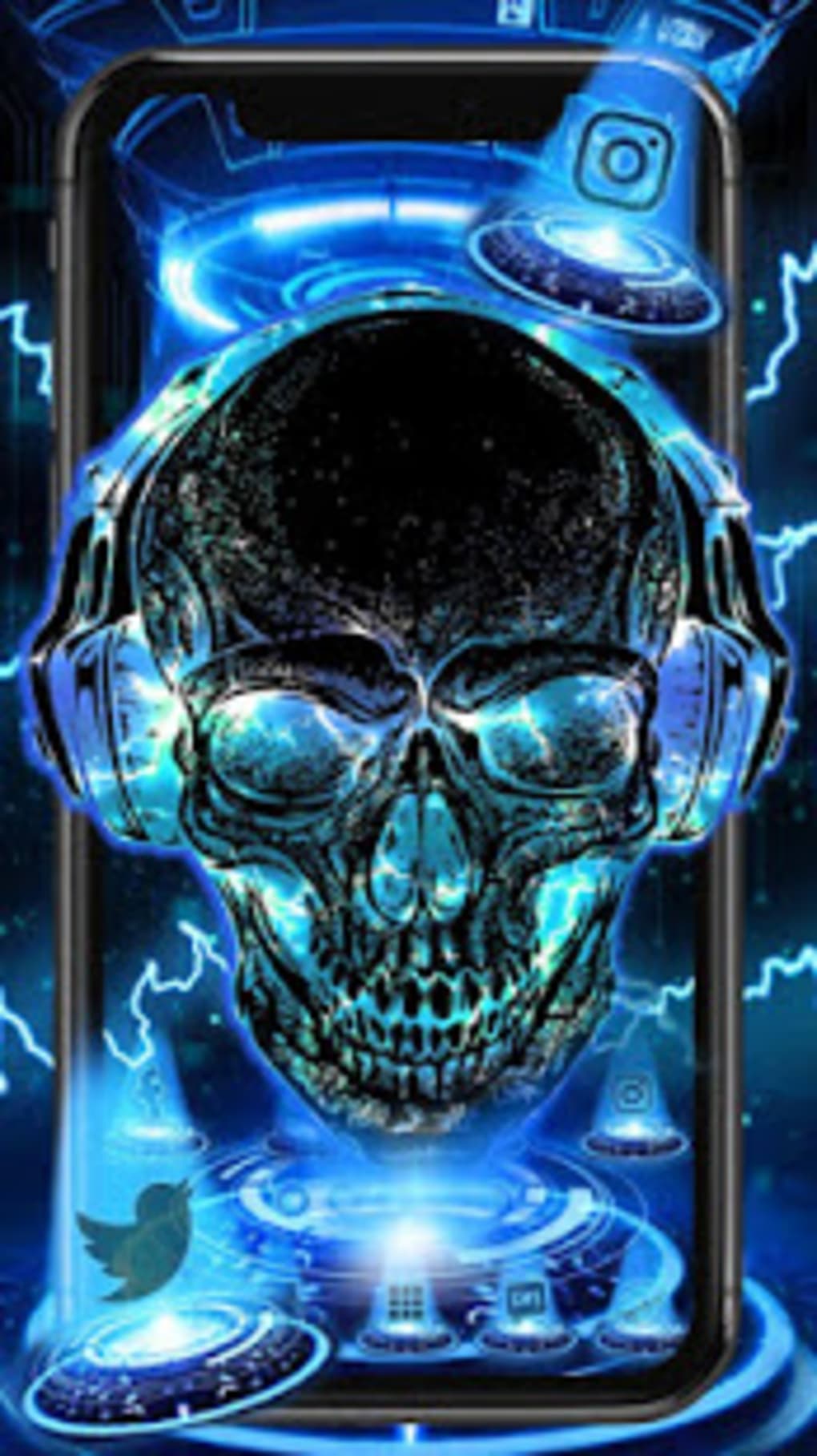 Free download Neon Tech Skull Themes HD Wallpapers 3D icons for Android ... 3d Skull Wallpaper Hd