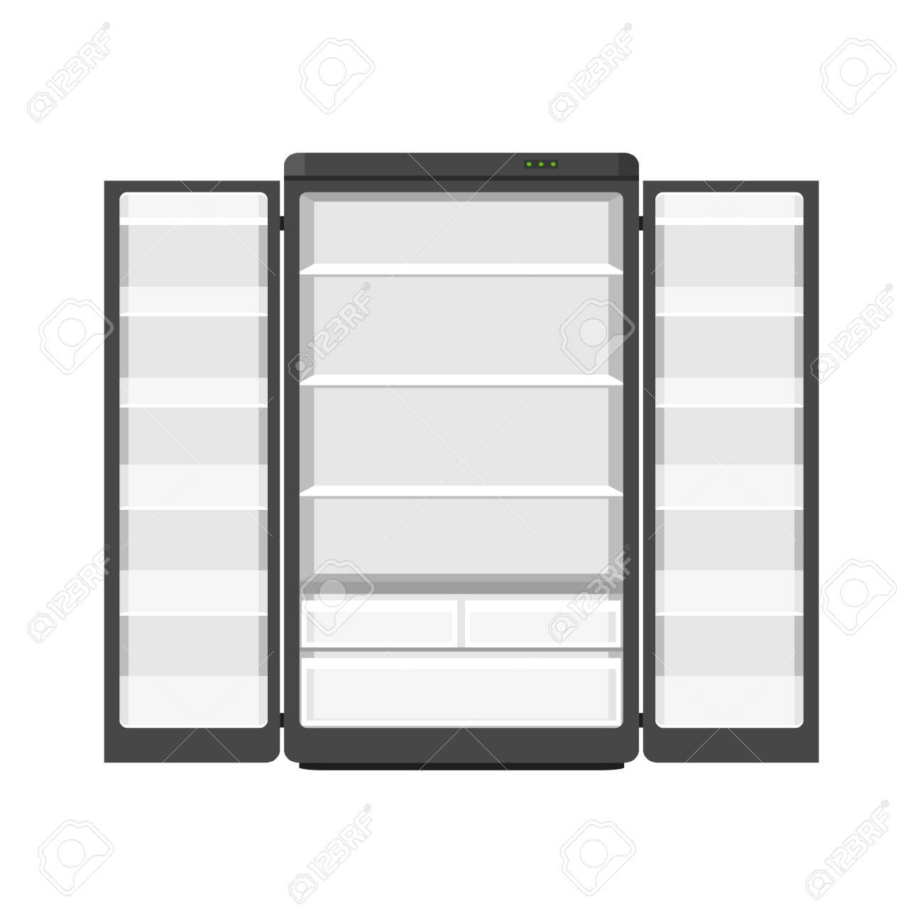 Black Modern Household Appliances Fridge With Two Doors Isolated