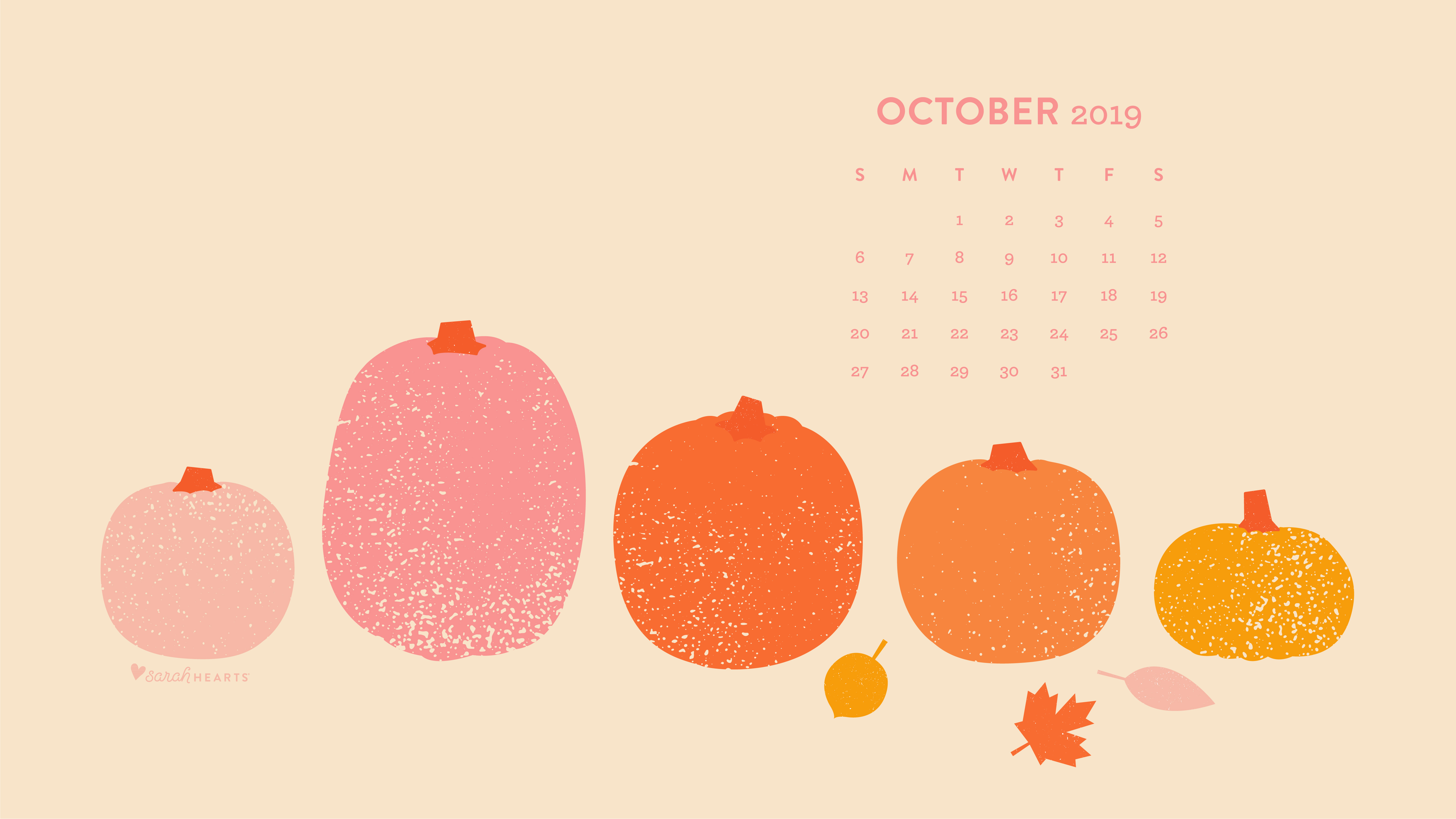 October Pumpkin Calendar Wallpaper Sarah Hearts