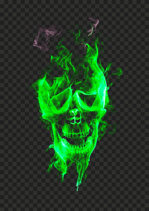 Skull Green Fire Png Wallpaper