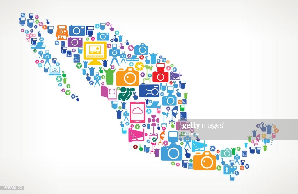 Mexica Photography And Camera Vector Icons Background Stock