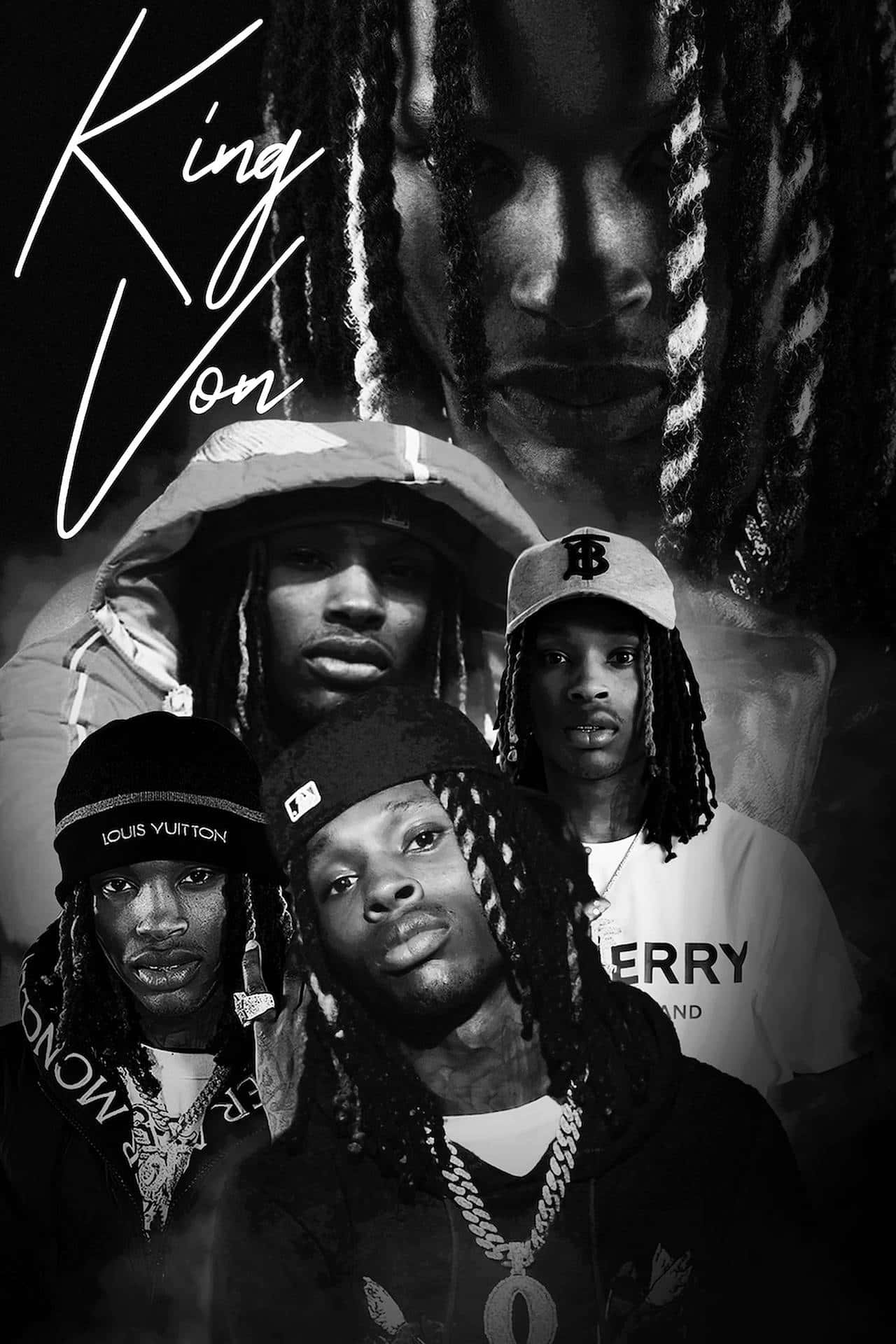 King Von Posing Confidently In A Black And White Setting Wallpaper