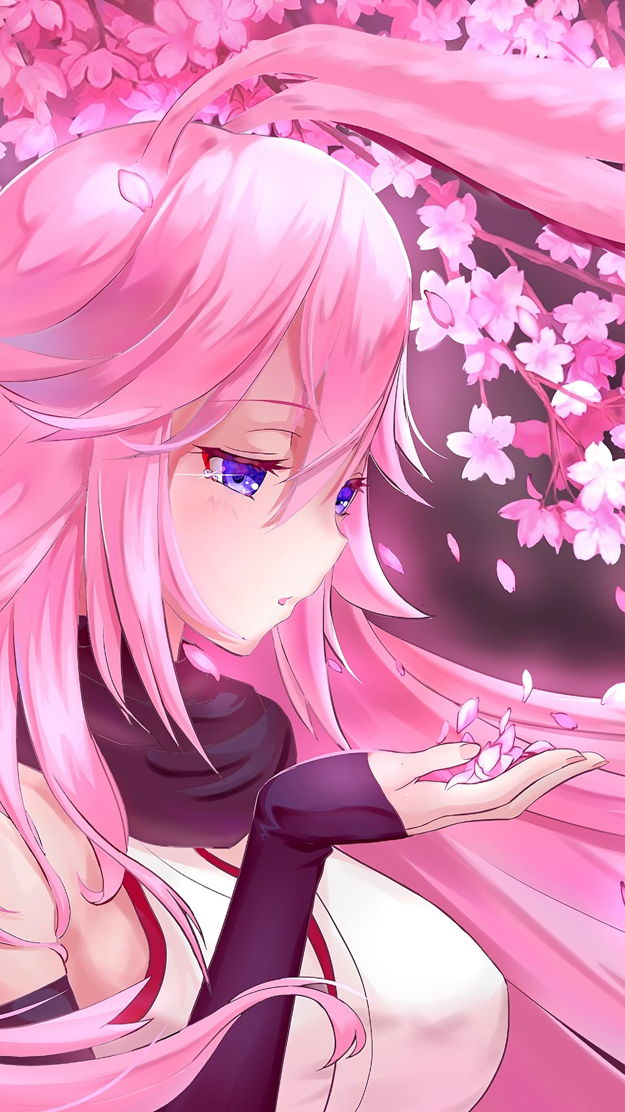 Anime girl - pink rose Wallpaper Download | MobCup