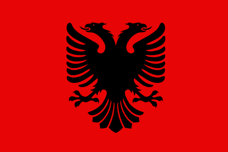 The Flag Albania Through Schwarzwolf Binoculars Walking Stick
