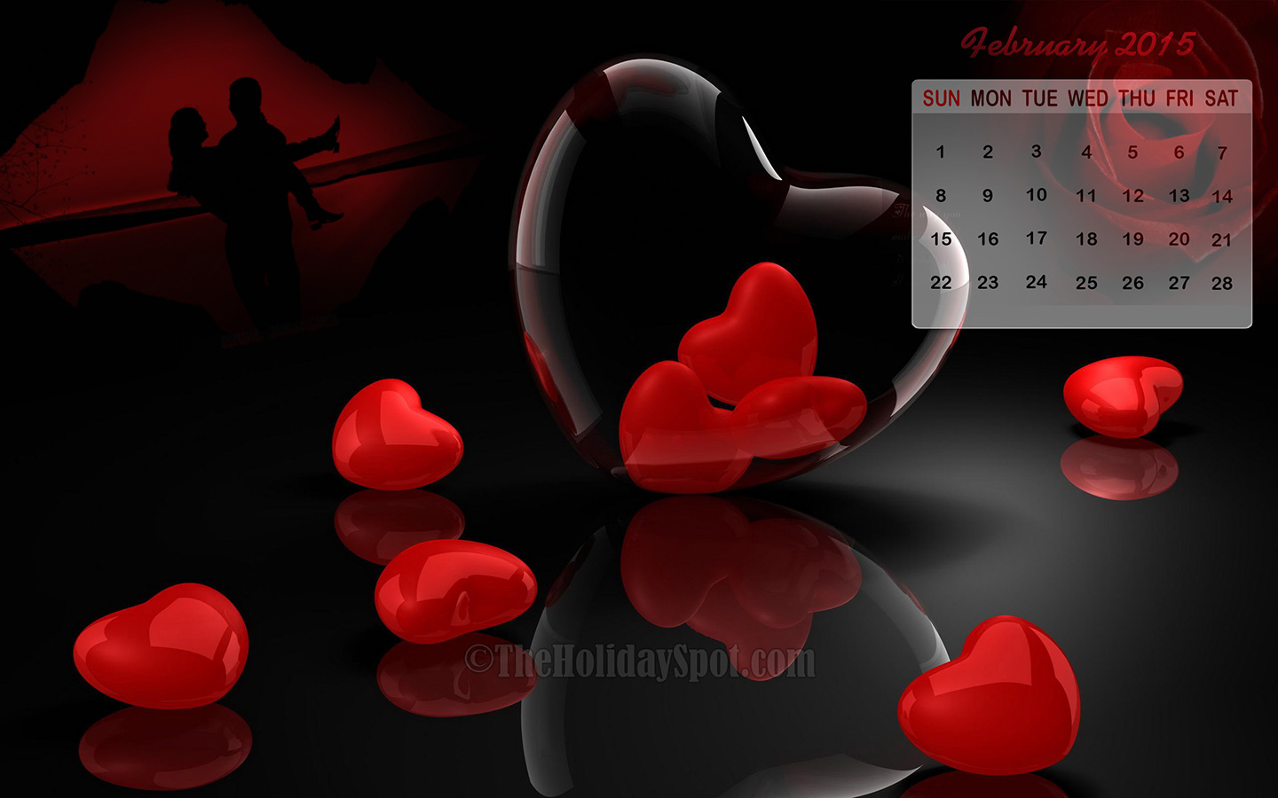 beautiful calendar wallpaper of February themed with Love