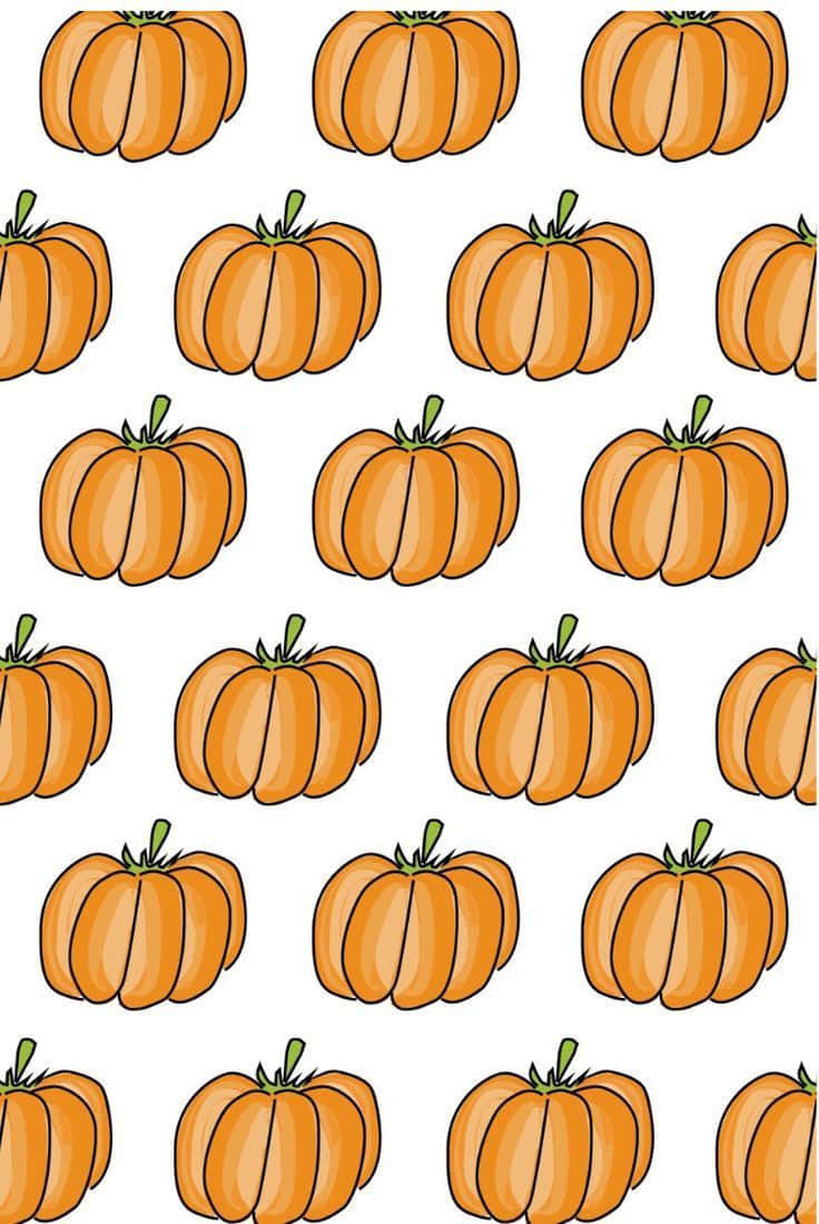 A Pattern Of Pumpkins On White Wallpaper