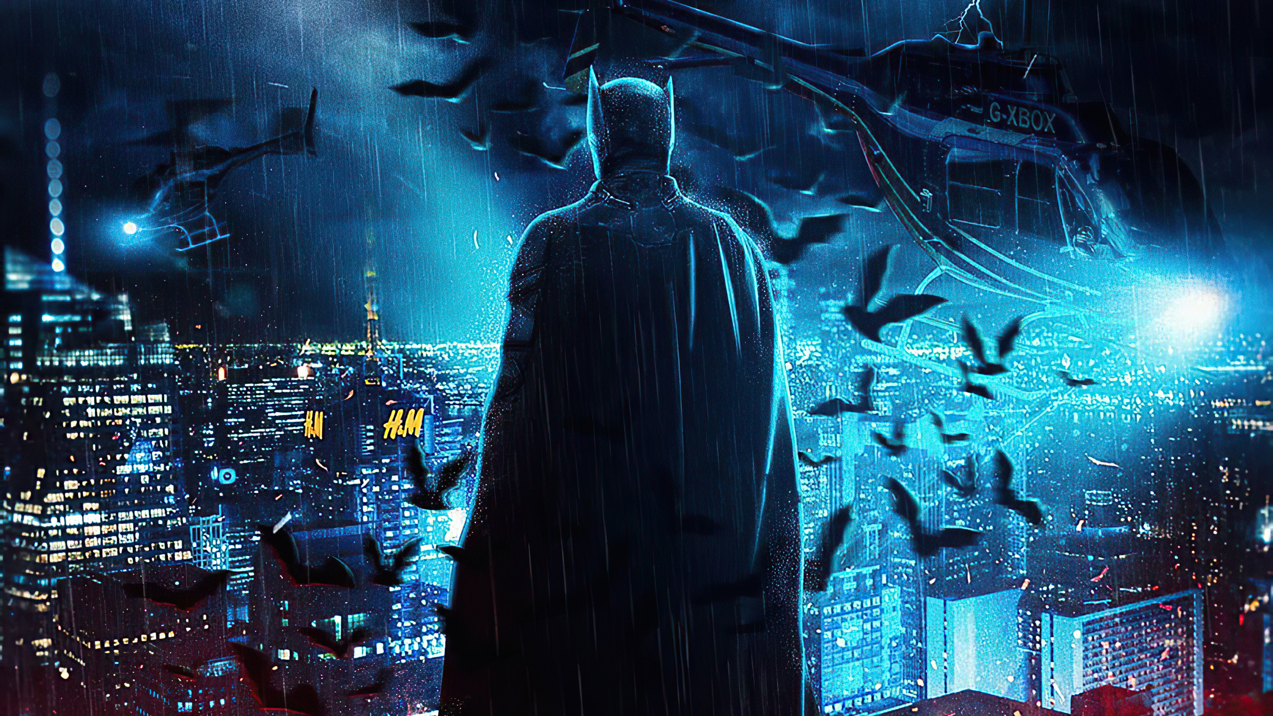 The Batman Over Gotham City 4k 1440p Resolution HD Wallpaper