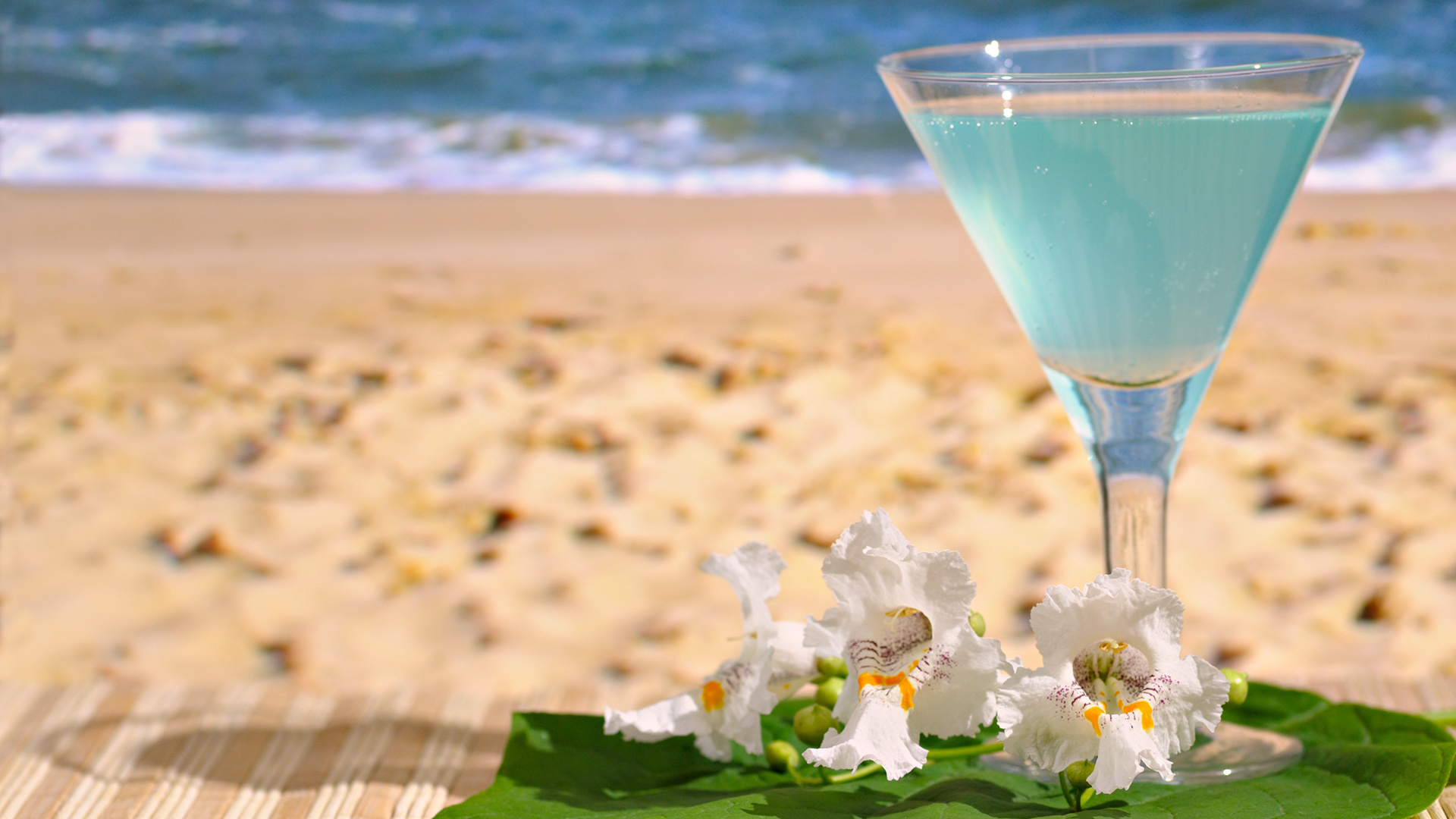 Beverage Wallpaper Glass Sea Beach Sand HD Desktop