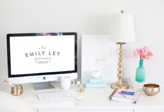 Emily Ley S Office Is Stunning White Background Gold Details Love