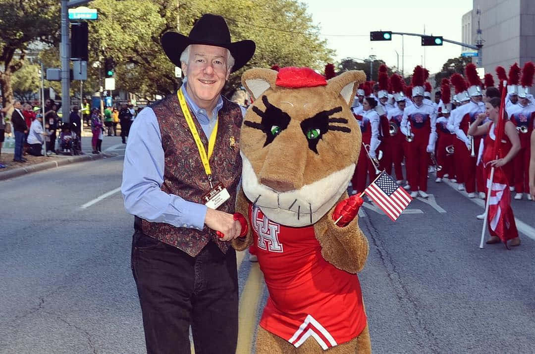 John Cornyn With A Mascot Wallpaper