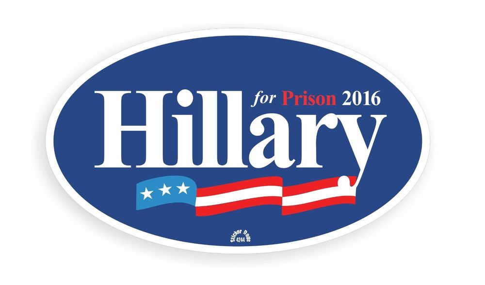 Hillary For Prison Anti Political Oval Bumper Sticker