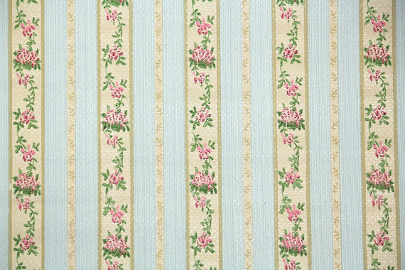 S Vintage Wallpaper Antique Floral Stripe With French Ribbon