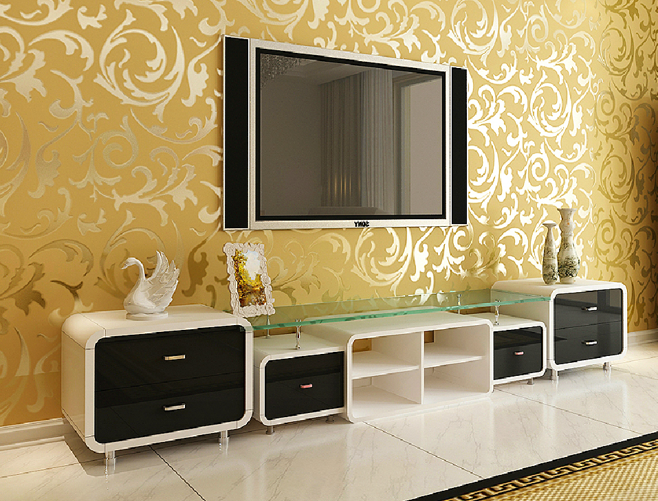 Yellow 3D wallpaper TV wall new home New Home