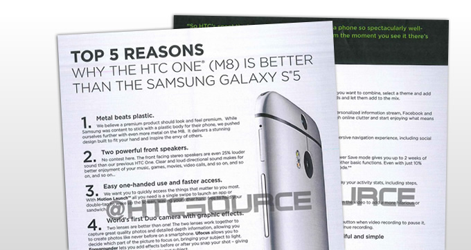  shows why the One M8 outclasses the Samsung Galaxy S5 HTC Source