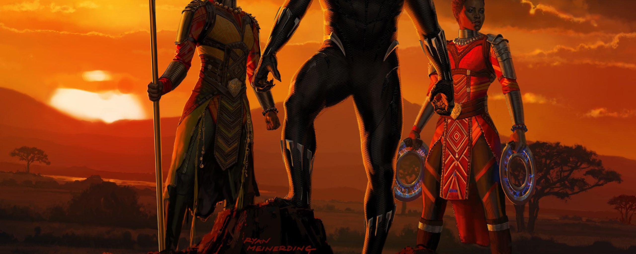 Free download Black Panther Movie Artwork Full HD Wallpaper [2560x1024