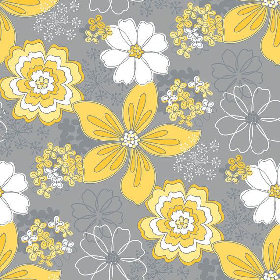 Yellow And Gray Flower Wallpaper Grey flower and yellow dot 570x570