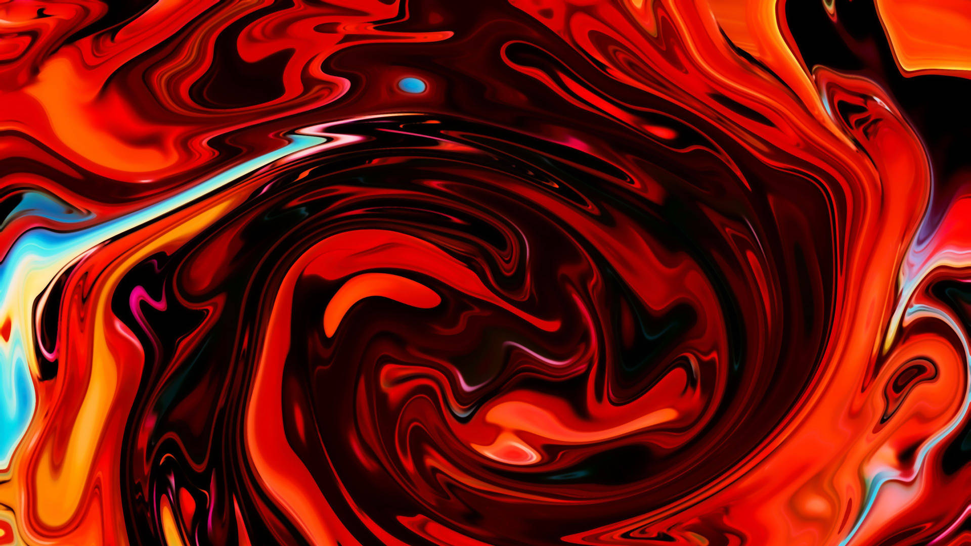 A vibrant and dynamic abstract wallpaper in shades of red, orange, and black, swirling together like a fiery liquid