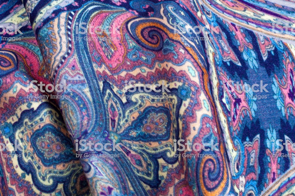 Background Texture Pattern Paisley Fabric Of Blue Color With A