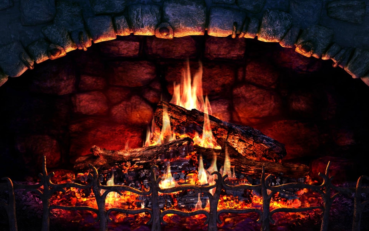 free live fireplace screensaver