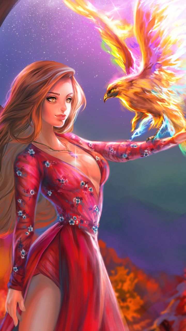 Fantasy Phoenix Bird And Angel Wallpaper Artwork
