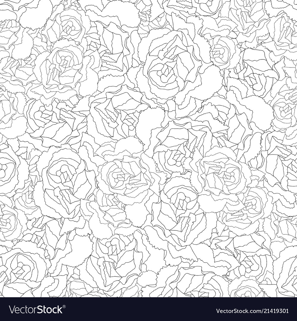Carnation Flower Outline Seamless Background Vector Image