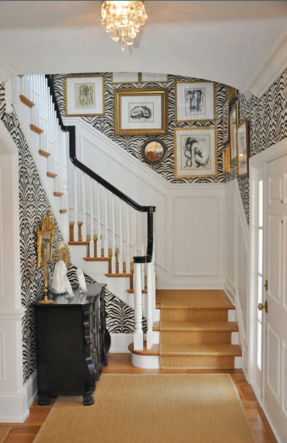 Zebra Printwallpaper In A Stairway By Megan Winters Atelier