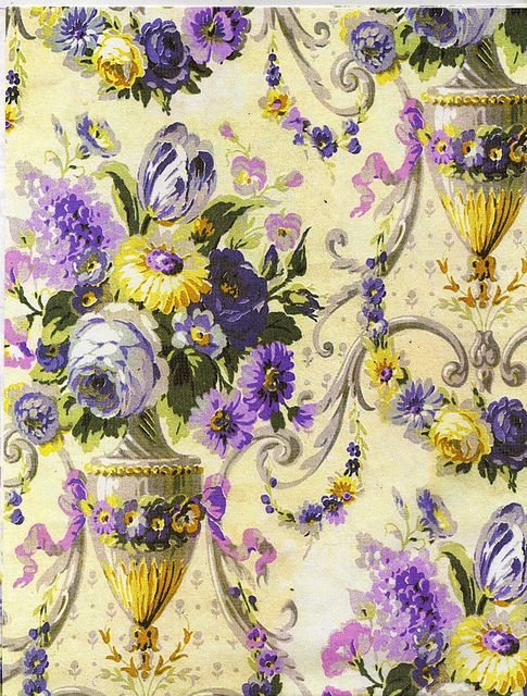 Victorian Vase And Floral Wallpaper