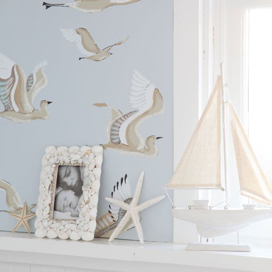 Seaside Inspired Living Room Wallpaper