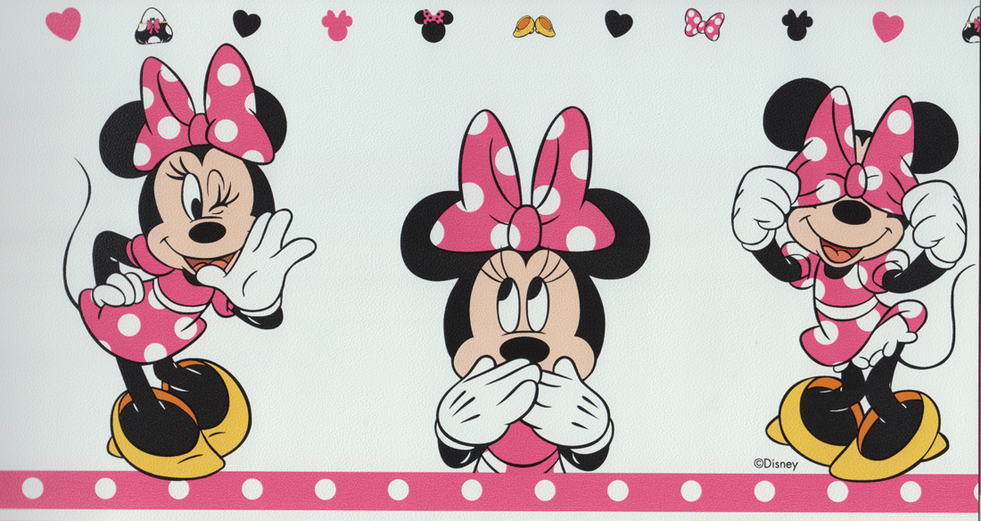  Deco wallpaper border edging nursery 3502 2 Adhesive Minnie Mouse pink