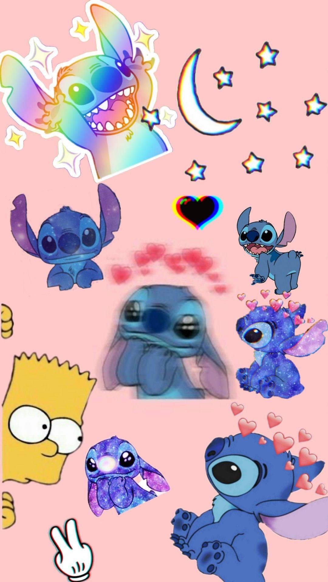 Pink Lilo And Stitch iPhone Collage Wallpaper