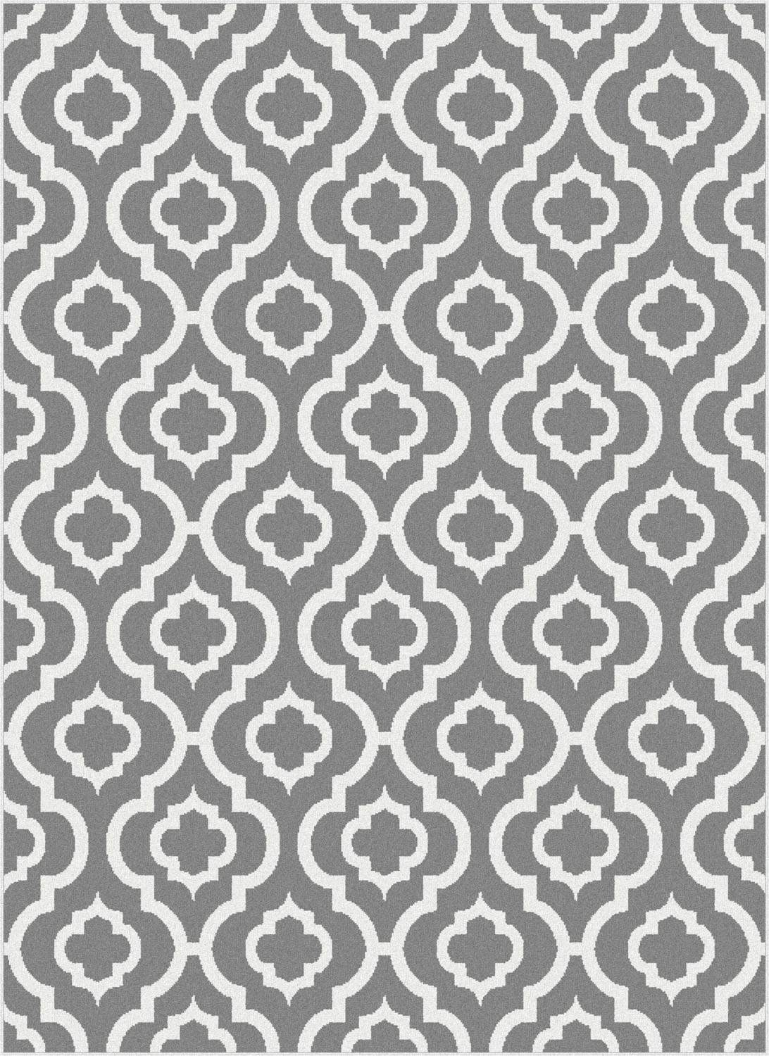 Grey Trellis Pattern Gray White Rug