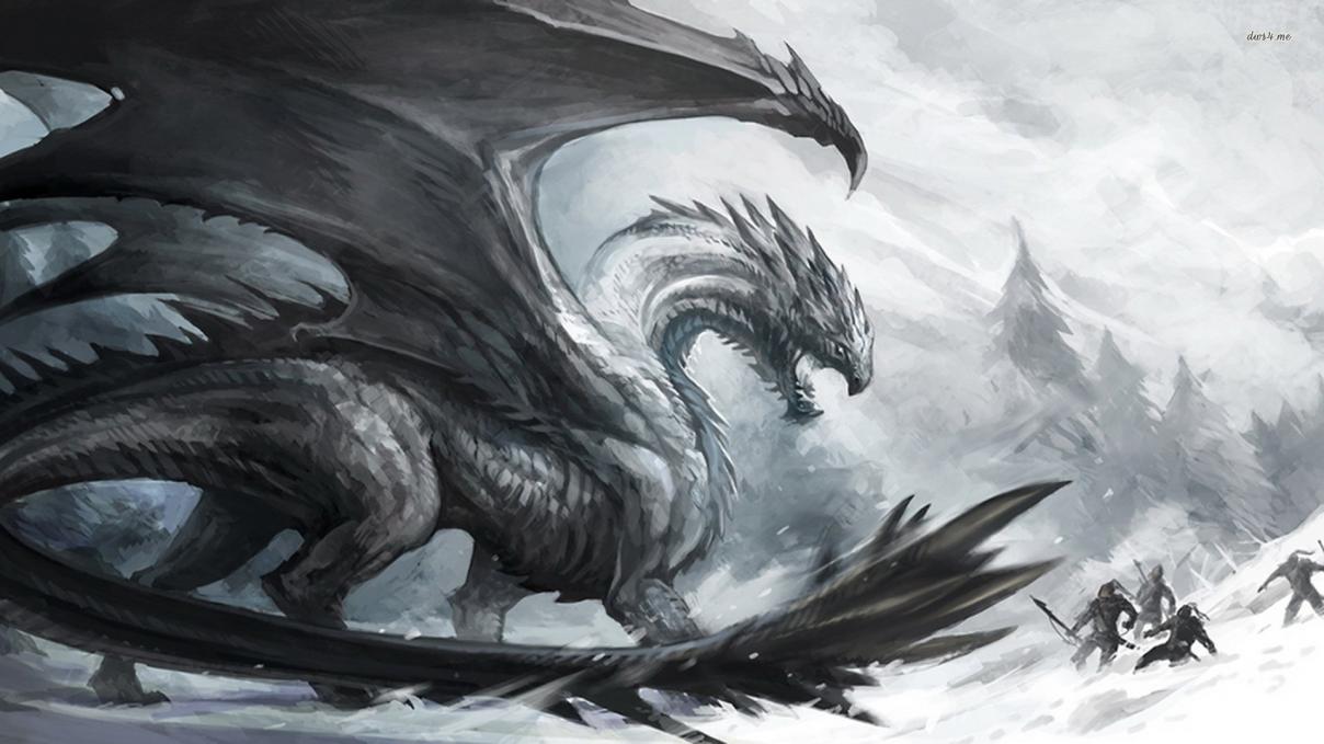 Wallpaper Fighting Ice Dragon Fantasy Jpg
