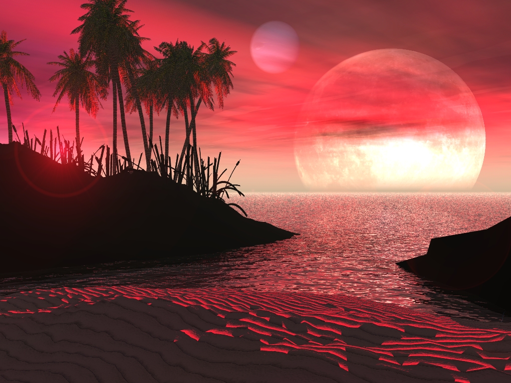 3d Wallpaper Desktop Sunset Moons Sun Bureaublad