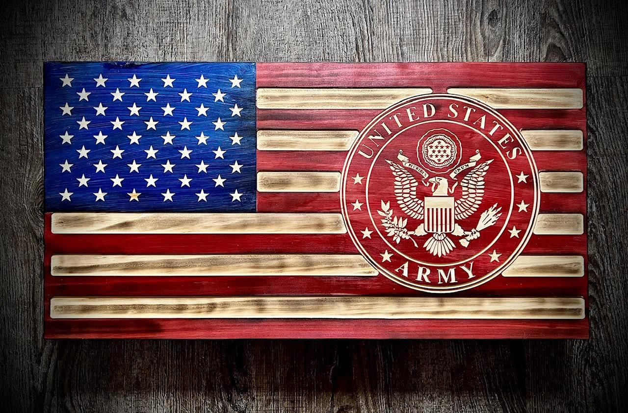 Army American Flag Military First Responder Wooden Flags