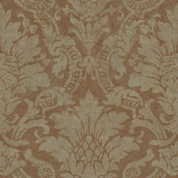 Show Details For Cynthia Copper Distressed Damask Wallpaper