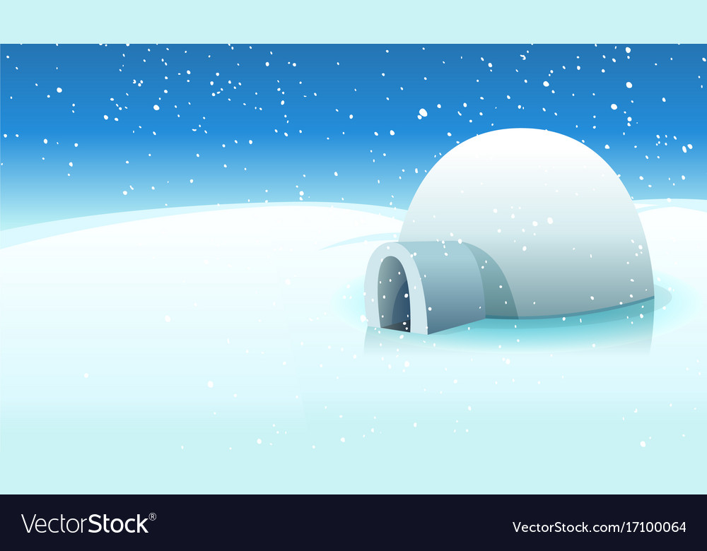 Igloo And Polar Icy Background Royalty Vector Image