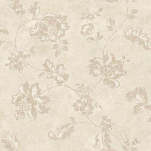 Vintage Patina Bisque Beige And Warm White Damask Document Wallpaper