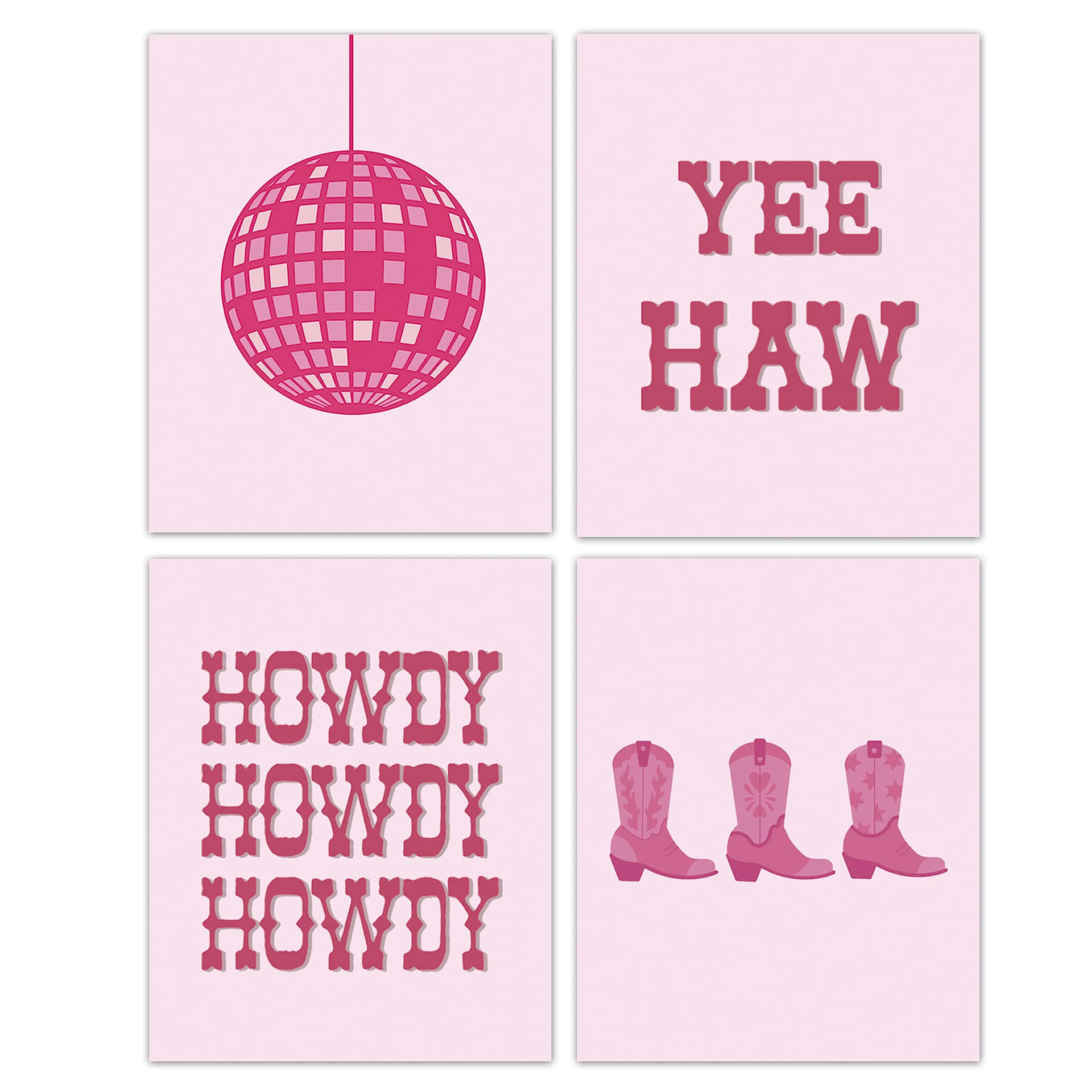 Pink Cowgirl Aesthetic Wall Art Wallpaper