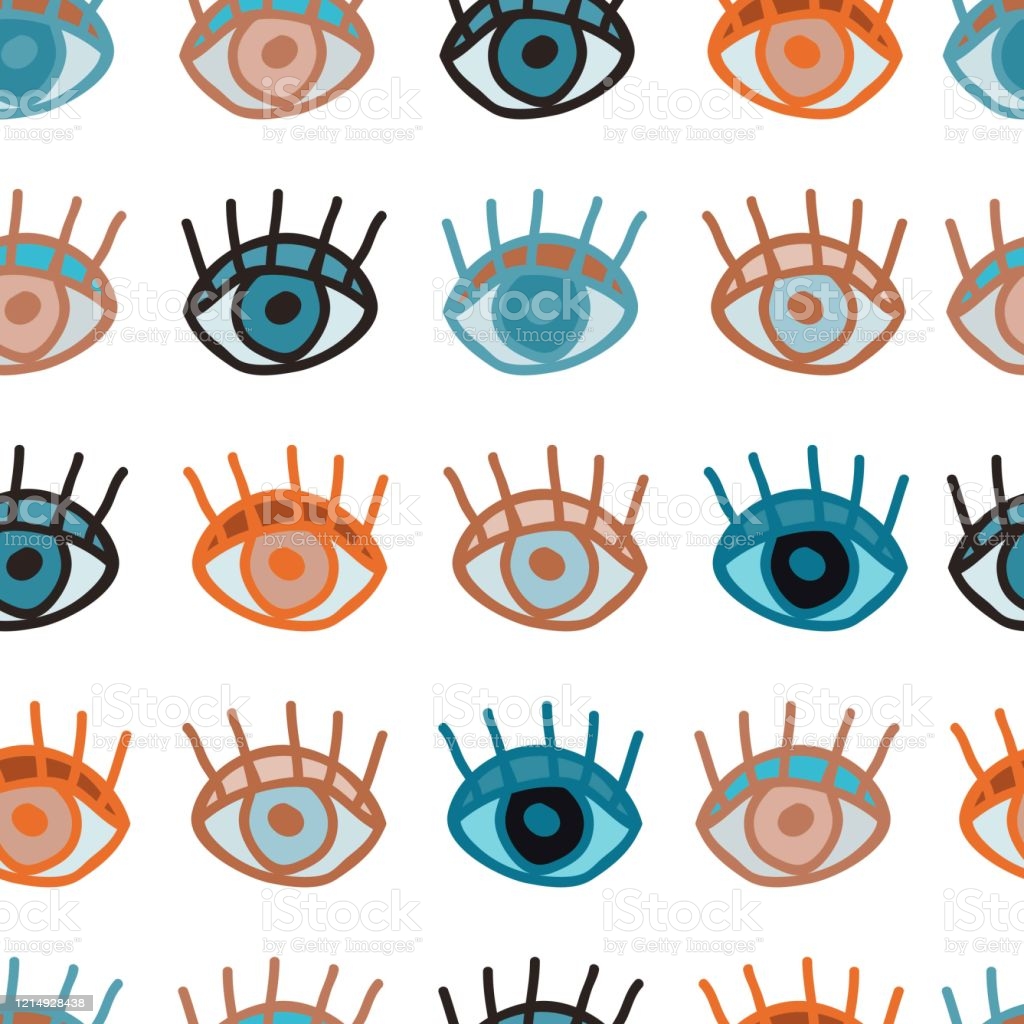 Seamless Pattern With Colored Abstract Eyes Stock Illustration