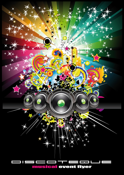 Bright Music Theme Elements Background Vector